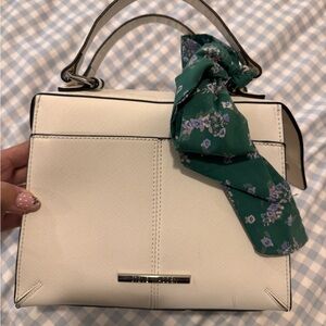 Steve Madden White Handbag with Floral Scarf